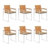 Image de Lot de 6 chaise en bois empilable non pliable H. 85 cm exterieur beige