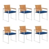Image de Lot de 6 chaise en acacia exterieur bleu 85 cm