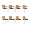 Image de Chaises de jardin lot de 8 avec coussins Bois d acacia solide