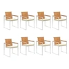 Image de Lot de 8 chaise H. 85 cm empilable non pliable exterieur en acacia beige