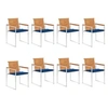 Image de Lot de 8 chaise en bois empilable non pliable exterieur H. 85 cm bleu