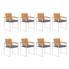 Image de Lot de 8 chaise exterieur empilable non pliable en bois H. 85 cm gris