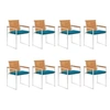 Image de Chaises de jardin lot de 8 avec coussins Bois d acacia solide