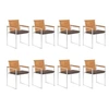 Image de Lot de 8 chaise exterieur empilable non pliable H. 85 cm en bois marron