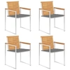 Image de Chaises de jardin lot de 4 avec coussins Bois de teck massif