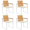 Image de Chaises de jardin 4 pcs avec coussins Bois de teck massif