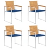 Image de Chaises de jardin lot de 4 avec coussins Bois de teck massif