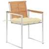 Image de Lot de 4 chaise exterieur empilable non pliable H. 85 cm en bois massif beige