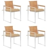 Image de Lot de 4 chaise exterieur empilable non pliable en bois massif H. 85 cm beige