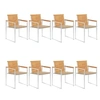 Image de Lot de 8 chaise en bois massif empilable non pliable H. 85 cm exterieur beige