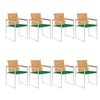 Image de Chaises de jardin lot de 8 avec coussins Bois de teck massif3078613