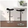 Image de Tabourets de bar lot de 2 noir acier chromé et cuir artificiel