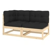 Image de Salon de jardin 2 pcs avec coussins Bois de pin massif