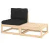 Image de Salon de jardin 2 pcs avec coussins Bois de pin massif