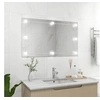 Image de Miroir Mural sans Cadre avec Lampes LED Rectangulaire Miroir de Dressing Miroir de Maquillage Chambre à Coucher Salle de Bain Intérieur Verre