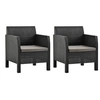 Image de Lot de 2 chaise H. 76 cm empilable non pliable exterieur en rotin gris