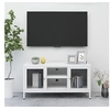 Image de Meuble TV Blanc 105x35x52 cm Acier et verre336059