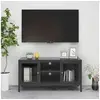 Image de Meuble TV Anthracite 105x35x52 cm Acier et verre