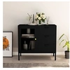 Image de Buffet Noir 75x35x70 cm Acier et verre trempé336073