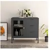 Image de Buffet Anthracite 75x35x70 cm Acier et verre trempé336075