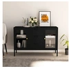 Image de Buffet Noir 105x35x70 cm Acier et verre trempé336076