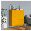 Image de Armoire à tiroirs Jaune moutarde 80x35x101,5 cm Acier
