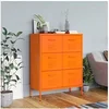 Image de Armoire à Tiroirs Meuble de Rangement Armoire de Rangement Buffet Salon Salle de Séjour Intérieur Orange 80x35x101,5 cm Acier