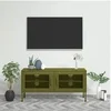 Image de Meuble TV Vert olive 105x35x50 cm Acier