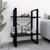 Image de Bibliothèque à 2 Niveaux, Etagère à Livres avec Rangement, Meuble à Livres Salon Salle de Séjour, Scandinave, Noir Bois d'Ingénierie