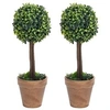 Image de 2x Plantes de Buis Artificiel avec Pots Boule Fausse Plante Réaliste Décor Floral Décoration d'Extérieur Jardin Salon Vert 41 cm