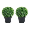 Image de 2x Plantes de Buis Artificiel avec Pots Boule Fausse Plante Réaliste Décor Floral Décoration d'Extérieur Jardin Salon Vert 37 cm