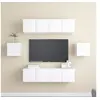 Image de Ensemble de Meubles TV 6 pcs, Ensemble d'Armoires de Télévision avec Rangement, Meubles Télé de Salon, Blanc Bois d'Ingénierie