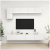 Image de 5-delige Tv-meubelset bewerkt hout wit3078694
