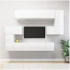 Image de Ensemble de Meubles TV 10 pcs, Ensemble d'Armoires de Télévision avec Rangement, Meubles Télé de Salon, Blanc Bois d'Ingénierie