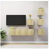 Image de Ensemble de Meubles TV 6 pcs, Ensemble d'Armoires de Télévision avec Rangement, Meubles Télé de Salon, Chêne Sonoma Bois d'Ingénierie