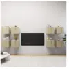 Image de Meubles TV Muraux 8 pcs, Armoires de Télévision Suspendues avec Rangement, Meubles Télé de Salon Salle de Séjour, Chêne Sonoma