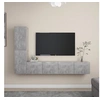 Image de Ensemble de Meuble TV 4 pcs Mural Suspendu Ensemble d'Armoires Stéréo Salle de Séjour Intérieur Salon Maison Gris Béton Aggloméré