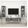 Image de Ensemble de meuble TV 3 pcs Gris béton Aggloméré