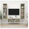 Image de Ensemble de Meubles TV 3 pcs, Ensemble d'Armoires de Télévision avec Rangement, Meubles Télé de Salon, Chêne Sonoma Bois d'Ingénierie