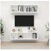 Image de Meubles TV muraux 2 pcs Blanc Aggloméré