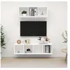 Image de Ensemble de meuble TV 2 pcs Blanc Aggloméré