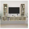 Image de Meubles TV Muraux 4 pcs, Armoires de Télévision Suspendues, Meubles Télé Flottants de Salle de Séjour Salon, Chêne Sonoma Bois d'Ingénierie