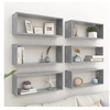 Image de Wandschappen kubus 6 st 60x15x23 cm bewerkt hout betongrijs807147