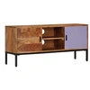 Image de Meuble TV Marron miel et gris 110x30x50 cm Bois massif d'acacia337076
