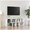 Image de Meuble TV Blanc brillant 104x30x52 cm Bois d ingénierie