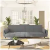 Image de Canapé-lit à 2 places avec deux oreillers Gris clair Velours