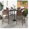 Image de Tabourets de bar lot de 4 avec coussins marron résine tressée316659