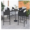 Image de Tabourets de bar lot de 4 avec coussins noir résine tressée316660