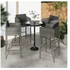 Image de Tabourets de bar lot de 4 avec coussins gris résine tressée