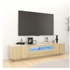 Image de Meuble TV avec lumières LED Chêne sonoma 180x35x40 cm